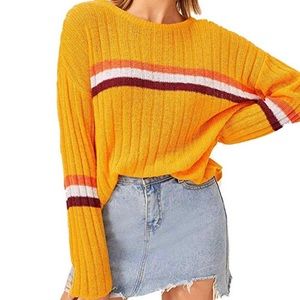 Womens Turtleneck Long Sleeve Stripe Ribbed